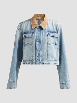 SLVRLAKE Women's Conner Denim Crop Worker Jacket