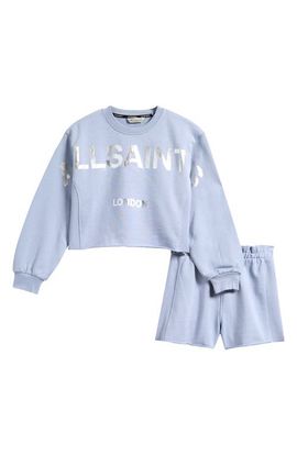 smALLSAINTS by ALLSAINTS smALLSAINTS by ALLSAINTS Kids' Biggie Oversized Cotton Graphic Sweatshirt & Ruffle Shorts Set