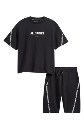 smALLSAINTS by ALLSAINTS smALLSAINTS by ALLSAINTS Kids' Oversize Logo Tape Cotton T-Shirt & Shorts Set