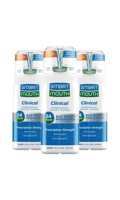 SmartMouth SmartMouth Clinical Activated Zinc Ion Mouthwash Clean Mint 16 fl oz 3 Pack Clean Mint Flavor, 16 fl oz 