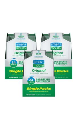 SmartMouth SmartMouth Original Zinc Activated Mouthwash Single Packs Fresh Mint 10 Count, 3 Pack 
