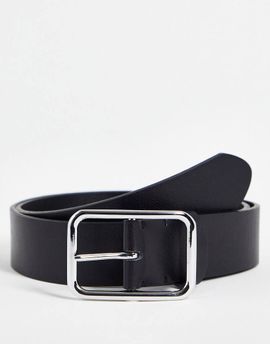 Smith And Canova Smith & Canova leather square buckle belt in black