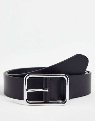 Smith And Canova Smith & Canova leather square buckle belt in black