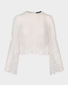 Smythe Embroidered Bell-Sleeve Blouse