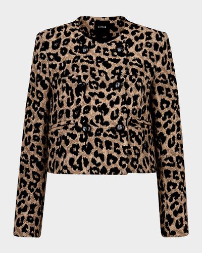 Smythe Leopard Collarless Double-Breasted Jacket