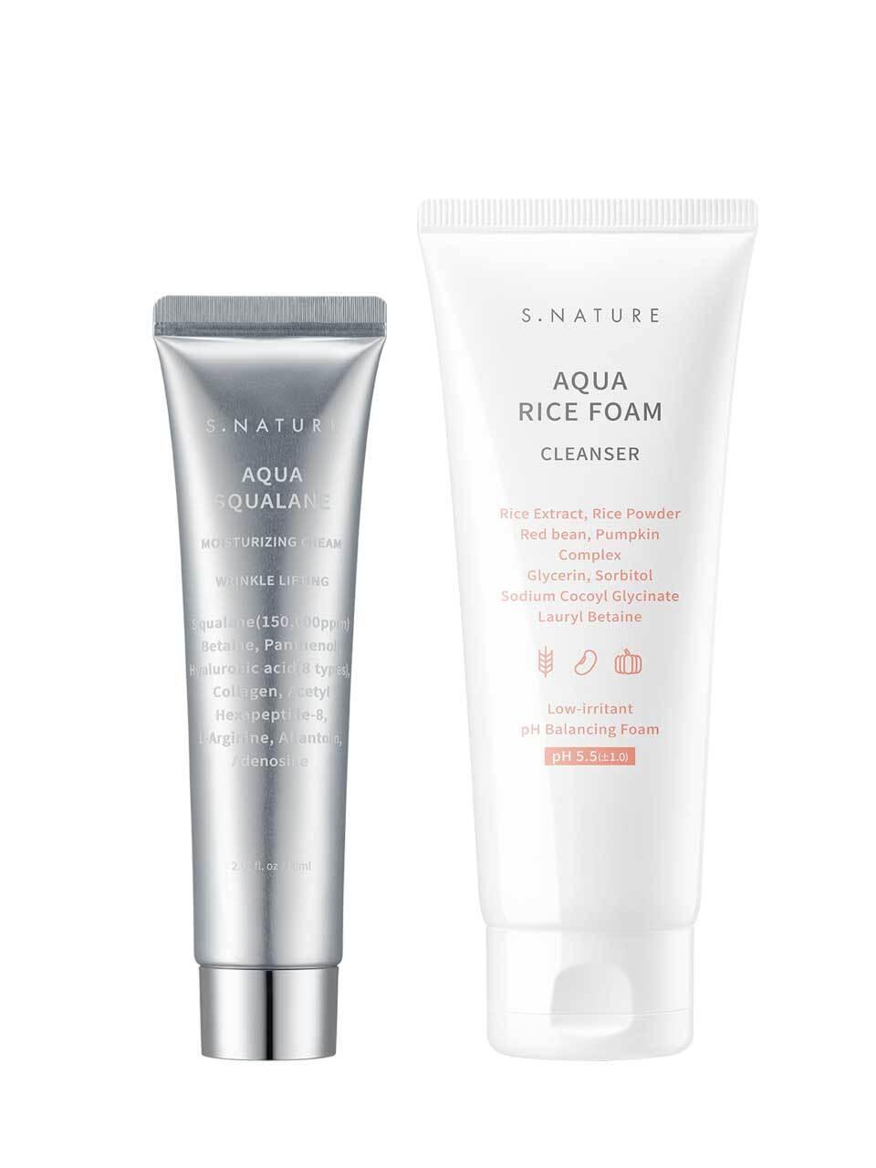 S.NATURE Aqua Cleansing Moisturizing Set (Cleansing Foam 160ml + Moisturizing Cream 60ml)