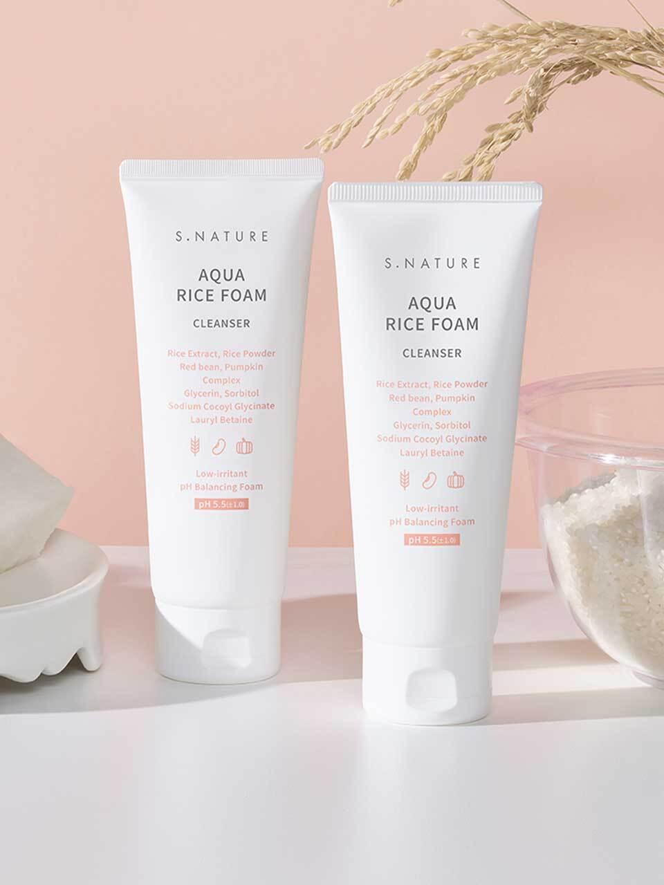 S.NATURE Aqua Rice Low pH 160ml Duo Set Cleansing Foam