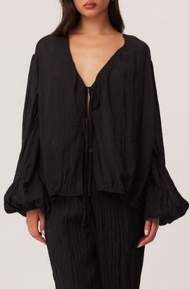 SNDYS SNDYS Brandi Oversize Crinkle Tie Front Top