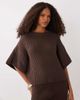 SNDYS SNDYS cotton rich knit reversible cropped dropped shoulder cardigan in chocolate - part of a set-Brown - 1