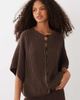 SNDYS SNDYS cotton rich knit reversible cropped dropped shoulder cardigan in chocolate - part of a set-Brown - 3