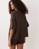 SNDYS SNDYS cotton rich knit reversible cropped dropped shoulder cardigan in chocolate - part of a set-Brown - 4