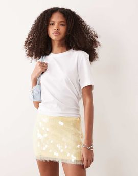 SNDYS SNDYS disc sequin mini skirt in yellow