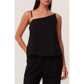 SNDYS SNDYS Ismene Asymmetrical One Shoulder Linen & Cotton Blend Top