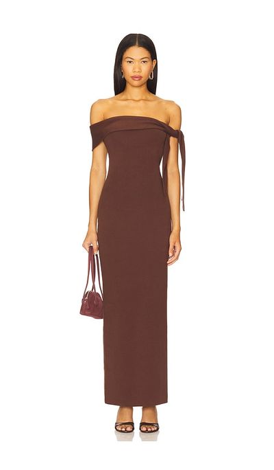 sndys brown dress SNDYS Sonia High Neck Mini Dress in Chocolate