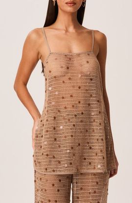 SNDYS SNDYS Kalena Sequin Open Knit Longline Top