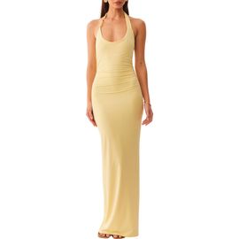 SNDYS SNDYS Lexi Beaded Twist Halter Neck Maxi Dress