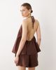 SNDYS SNDYS linen blend halterneck low back top in chocolate - part of a set-Brown - 1