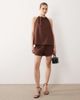 SNDYS SNDYS linen blend halterneck low back top in chocolate - part of a set-Brown - 2