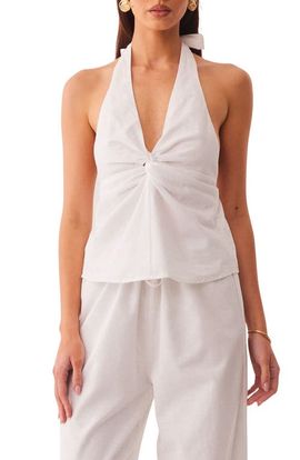 SNDYS SNDYS Pascal Deep Halter Neck Cotton & Linen Blend Top