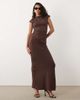 SNDYS SNDYS ruched detail back slit maxi skirt in chocolate - part of a set-Brown - 1