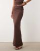 SNDYS SNDYS ruched detail back slit maxi skirt in chocolate - part of a set-Brown - 4