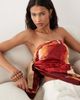 SNDYS SNDYS satin bandeau scarf hem top in orange floral print - 1