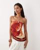SNDYS SNDYS satin bandeau scarf hem top in orange floral print - 2