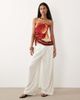 SNDYS SNDYS satin bandeau scarf hem top in orange floral print - 3