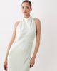SNDYS SNDYS satin high neck open back twist detail maxi dress in sage-Green - 4