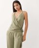 SNDYS SNDYS satin wrap tie detail top in olive - part of a set-Green - 1