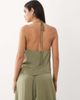 SNDYS SNDYS satin wrap tie detail top in olive - part of a set-Green - 2