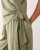 SNDYS SNDYS satin wrap tie detail top in olive - part of a set-Green - 4