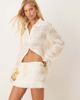 SNDYS SNDYS shirred tie waist low rise mini skirt in cream - part of a set-White - 1