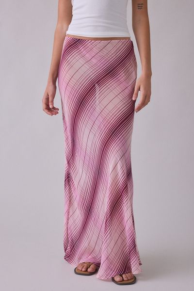 SNDYS SNDYS X UO Armena Sheer Chiffon Maxi Skirt in Pink Combo, Women's at Urban Outfitters