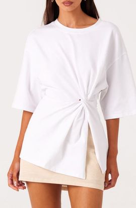 SNDYS SNDYS Zaira Twisted Side Knot Stretch Cotton T-Shirt