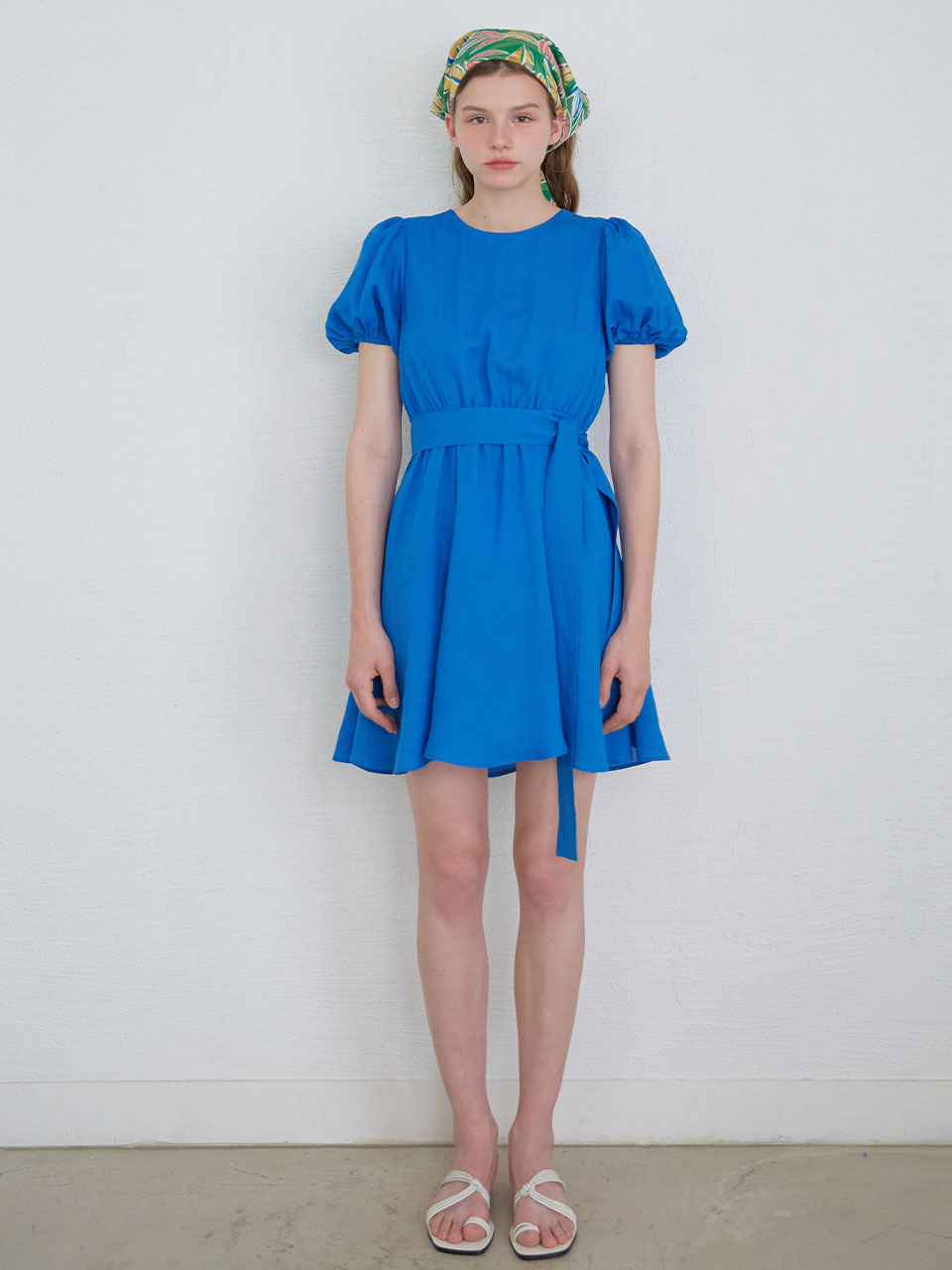 SO IR Belted Linen Mini Dress_Blue