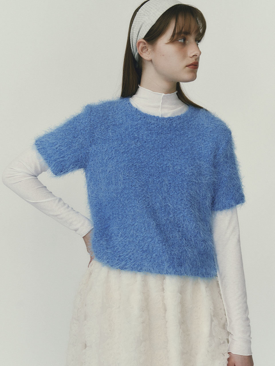 SO IR Hairy Half Sleeve Knit - Blue