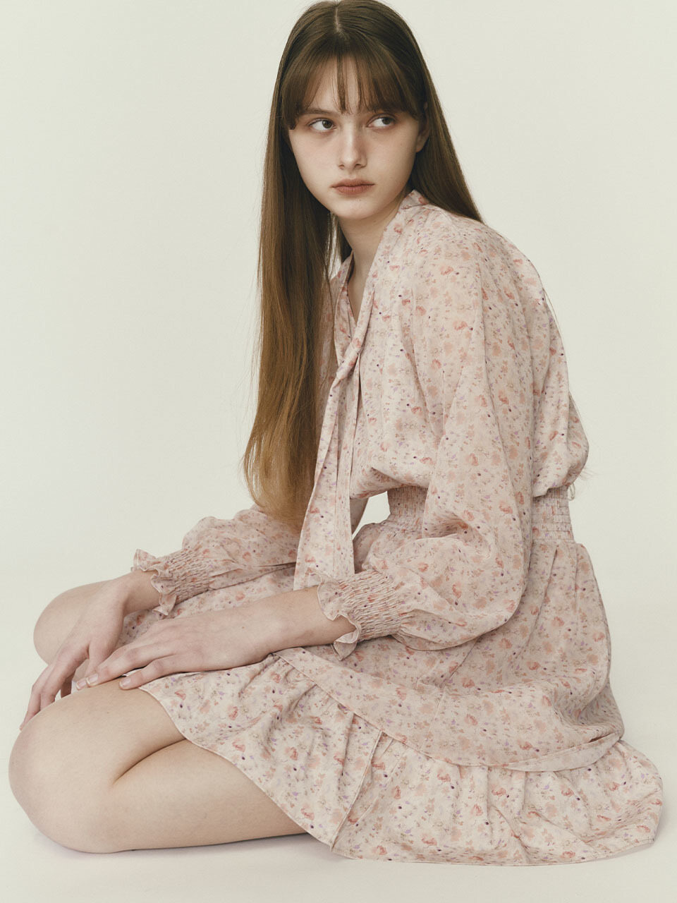 SO IR Ribbon Tied Sheer Dress