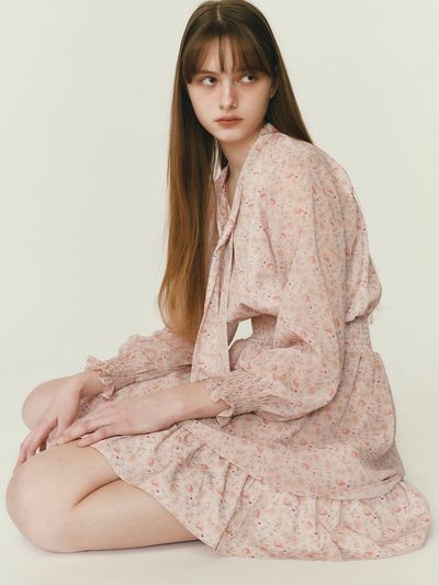 SO IR Ribbon Tied Sheer Dress