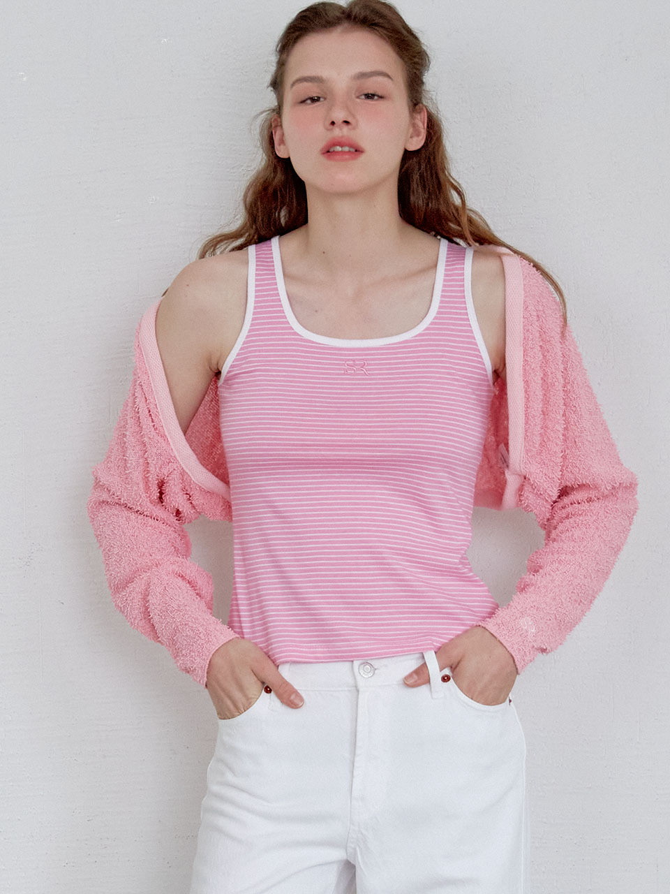 SO IR Terry Bolero Cardigan_Pink