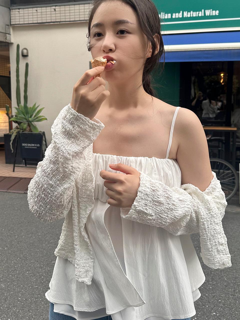 SO IR WRINKLE COOL CARDIGAN - WHITE