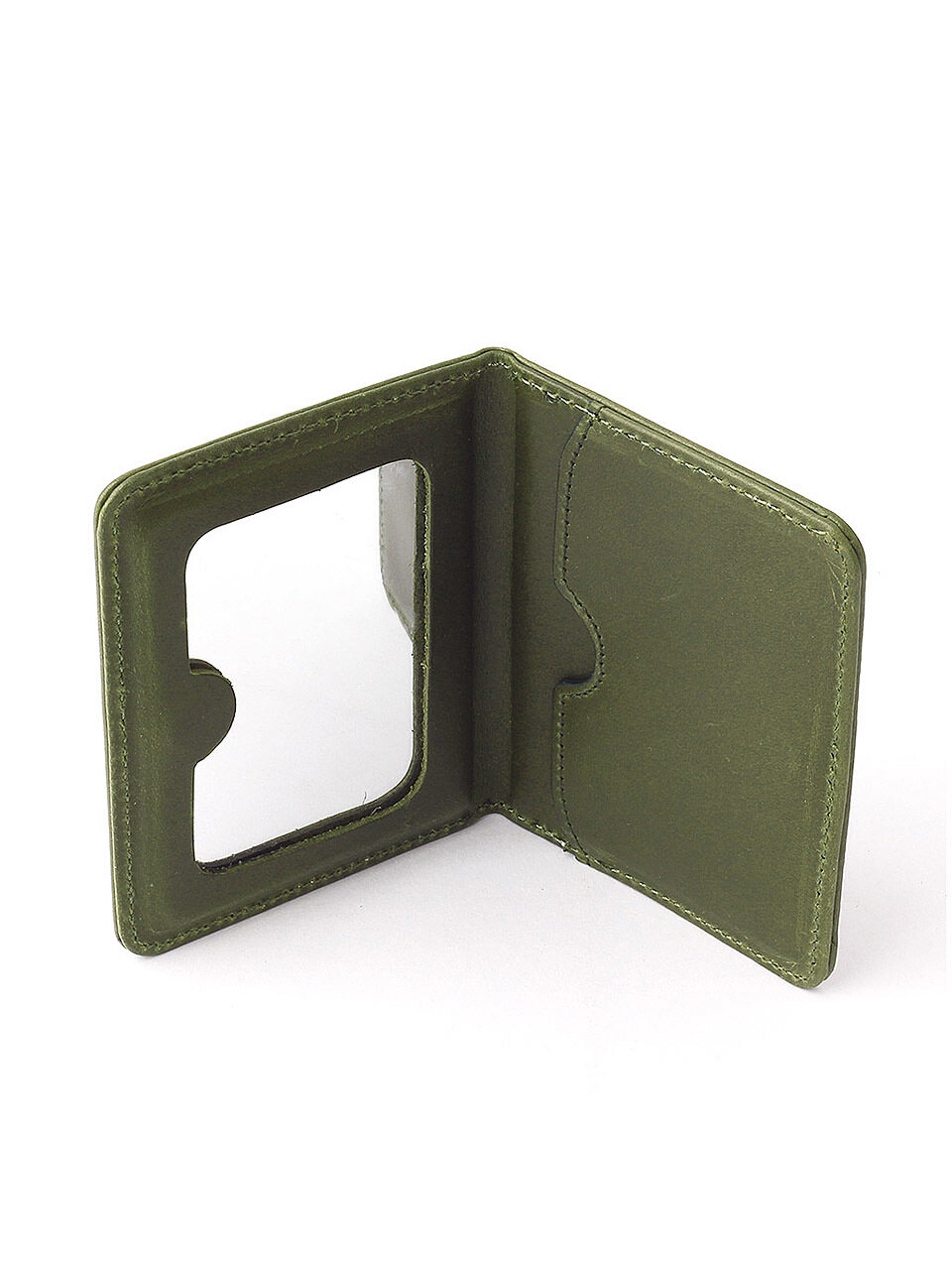 socharming Just One Cowhide Mirror Card Case - Khaki Green