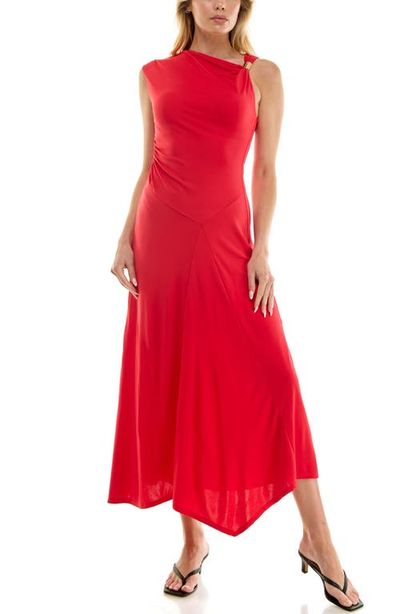 Socialite Socialite Asymmetric Side Ruched Midi Dress