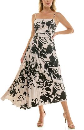 Socialite Socialite Floral Pleated Satin Dress