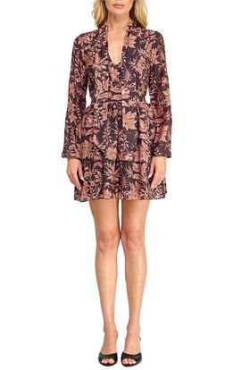Socialite Socialite Floral Print Tiered Long Sleeve Minidress