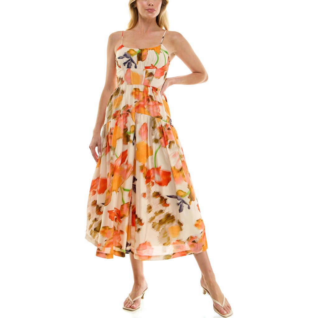 Socialite Socialite Floral Ruched Bodice Midi Dress