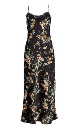 Socialite Socialite Lace Trim Satin Midi Dress