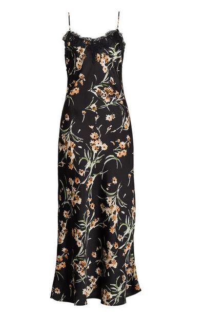 Socialite Socialite Lace Trim Satin Midi Dress