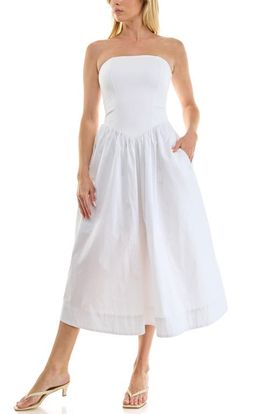 Socialite Socialite Mixed Media Strapless Midi Dress
