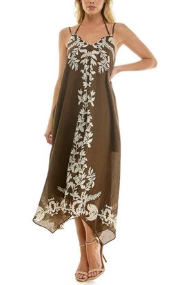 Socialite Socialite Placed Print Handkerchief Hem Dress